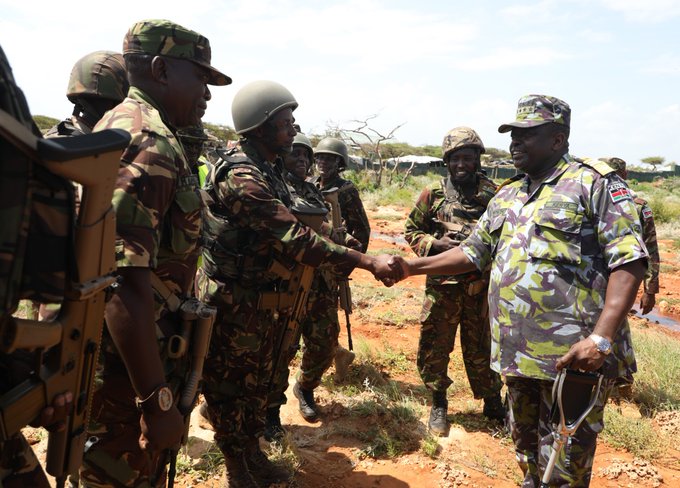 KDF chief visits troops in Somalia